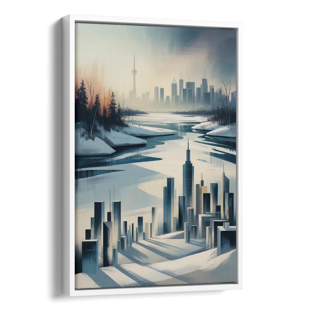 Toronto Winter Wonderland Side - White Canvas Wall Art