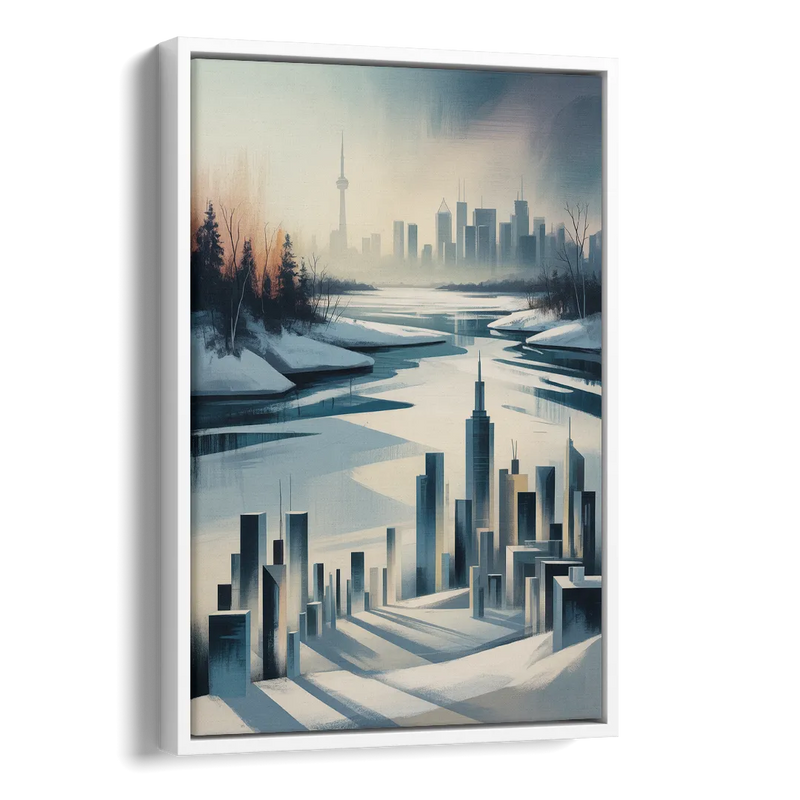 Toronto Winter Wonderland Side - White Canvas Wall Art