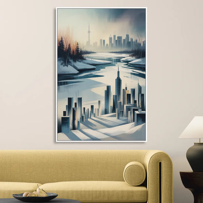 Toronto Winter Wonderland Living Room - White Canvas Wall Art
