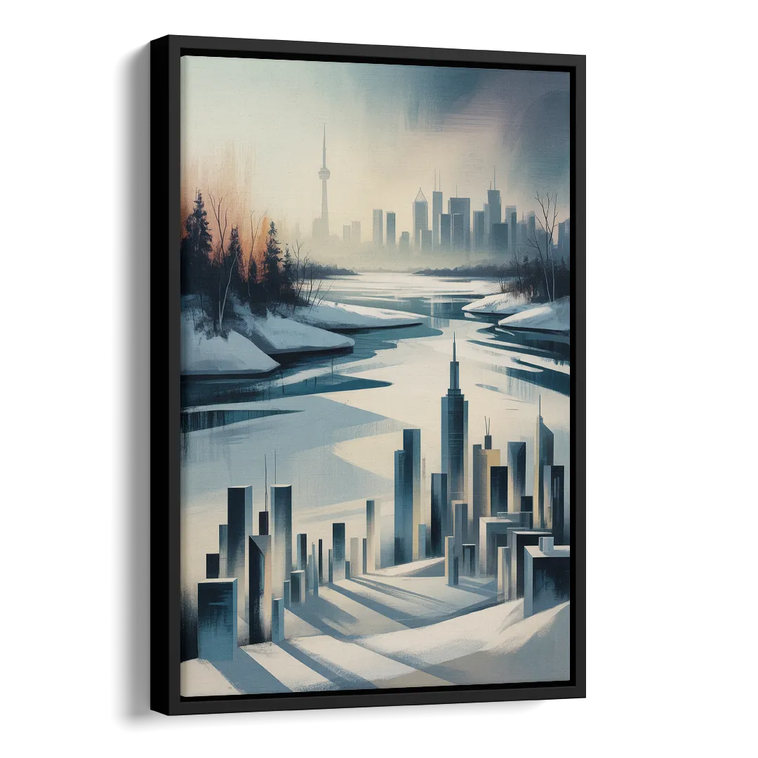 Toronto Winter Wonderland Side - Black Canvas Wall Art