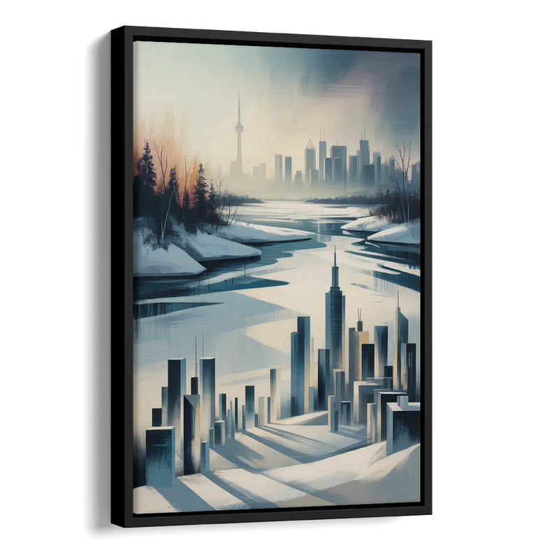 Toronto Winter Wonderland Side - Black Canvas Wall Art