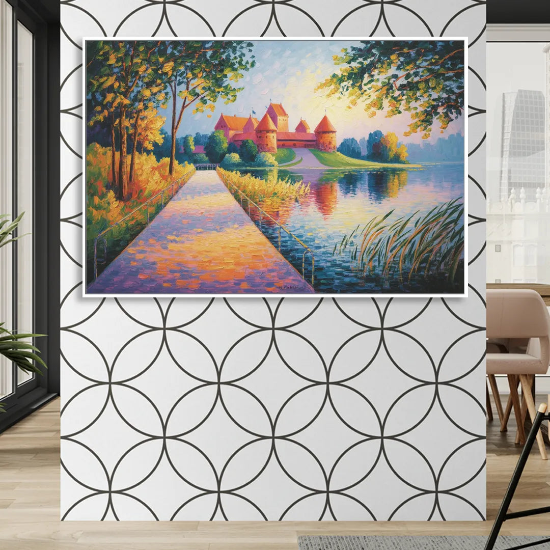 Trakai Castle Sitting Room - White Canvas Wall Art
