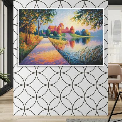 Trakai Castle Sitting Room - White Canvas Wall Art
