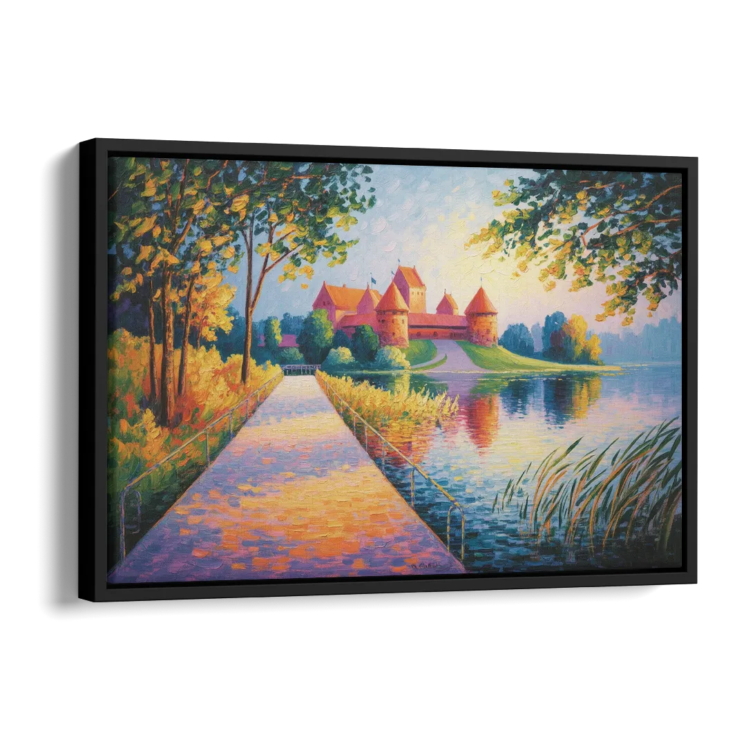 Trakai Castle Side - Black Canvas Wall Art