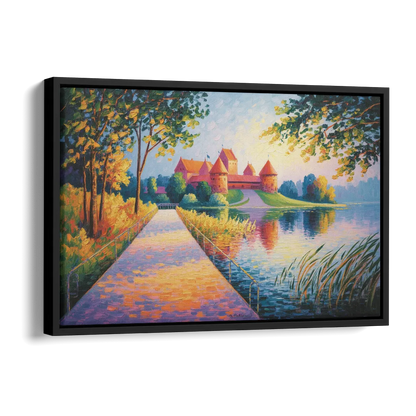 Trakai Castle Side - Black Canvas Wall Art