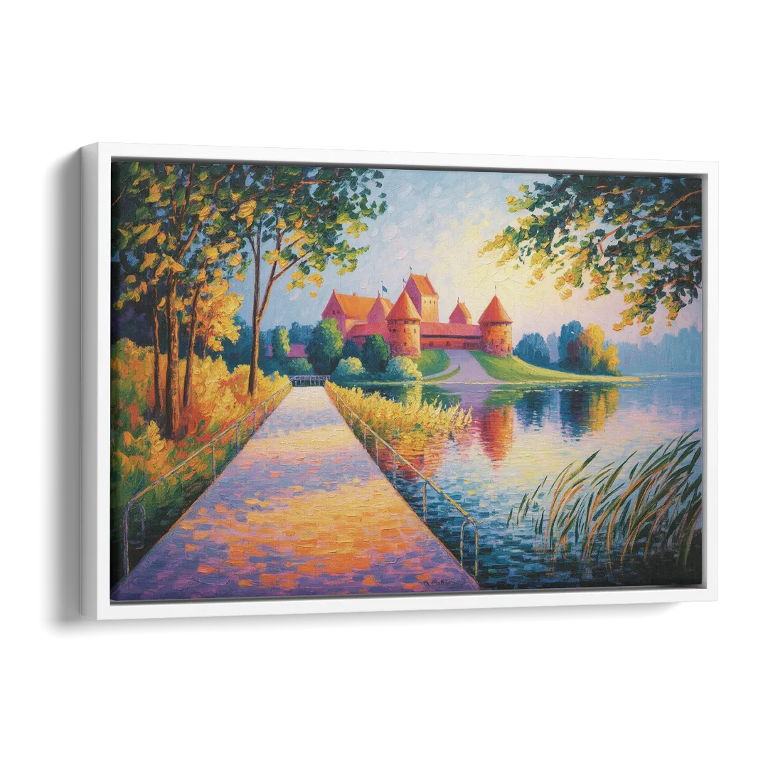 Trakai Castle Side - White Canvas Wall Art