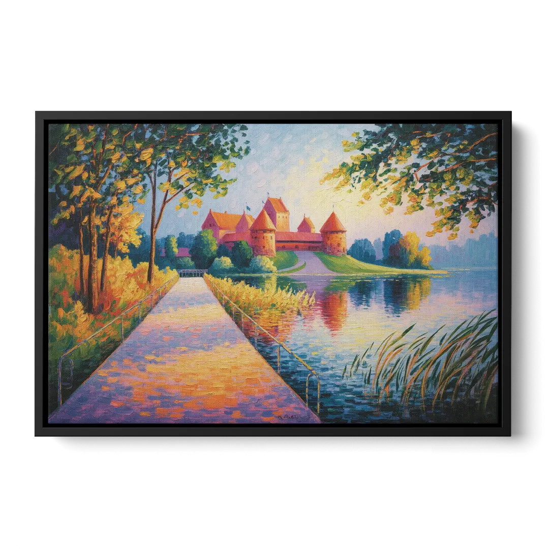 Trakai Castle Front - Black Canvas Wall Art