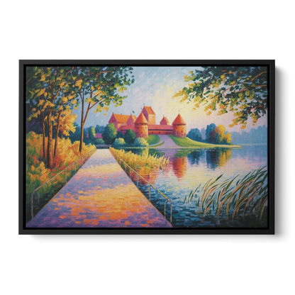 Trakai Castle Front - Black Canvas Wall Art