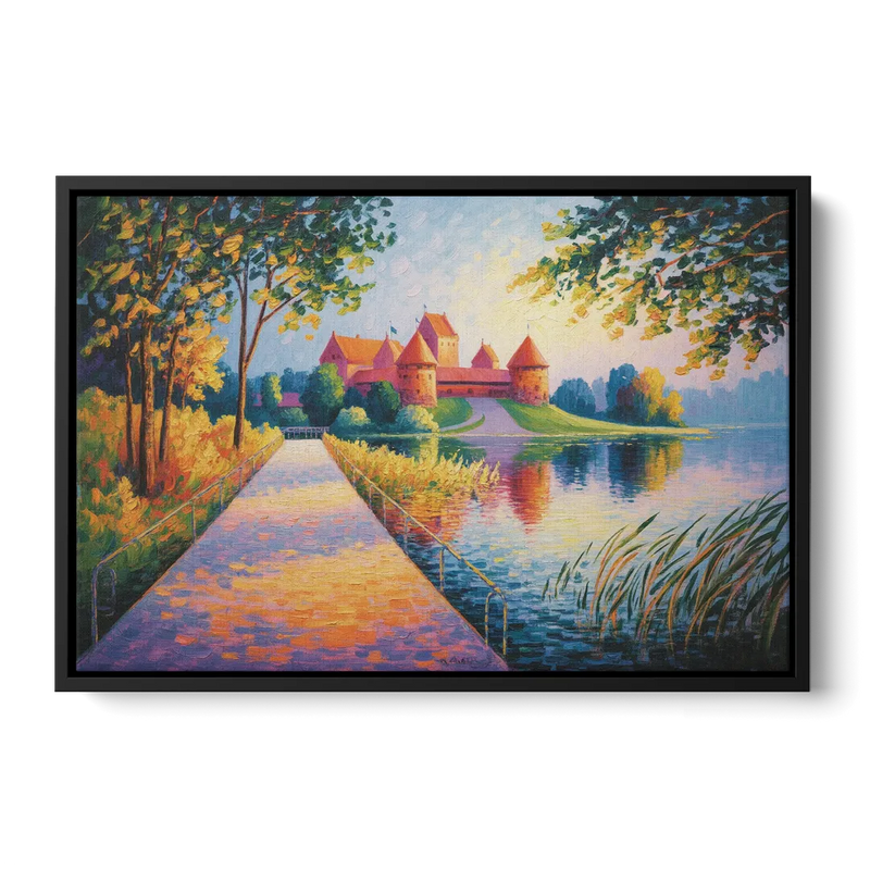 Trakai Castle Front - Black Canvas Wall Art