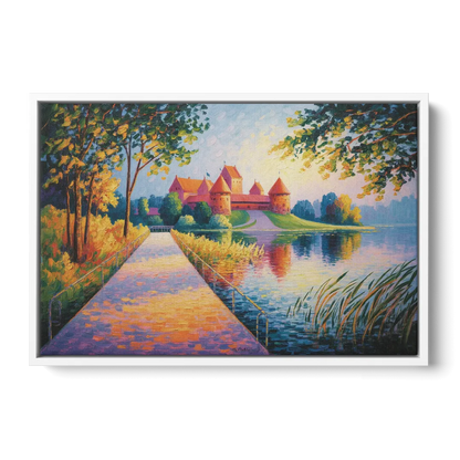 Trakai Castle Front - White Canvas Wall Art
