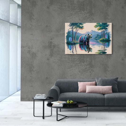 Tranquil Bear by the Lake - Canvas Wall Art Living Room