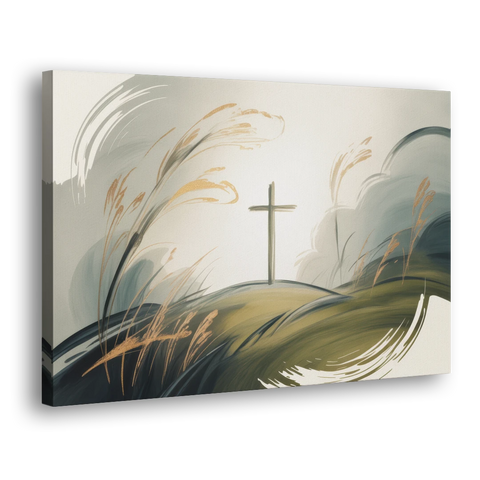 Tranquil Cross Minimalist Christian - Canvas Wall Art - Side