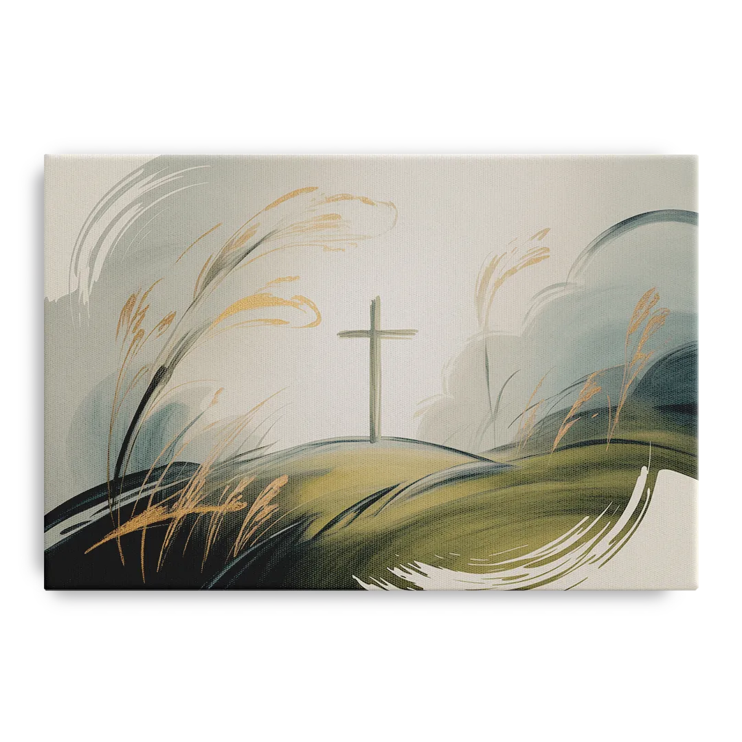 Tranquil Cross Minimalist Christian - Canvas Wall Art