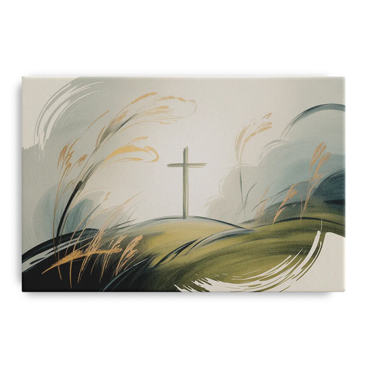 Tranquil Cross Minimalist Christian - Canvas Wall Art