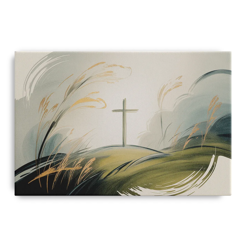 Tranquil Cross Minimalist Christian Front - Canvas Wall Art
