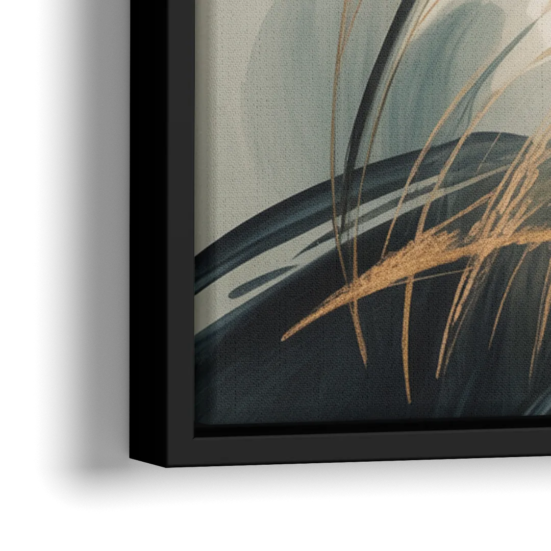 Tranquil Cross Minimalist Christian - Close-Up Black Frame Canvas