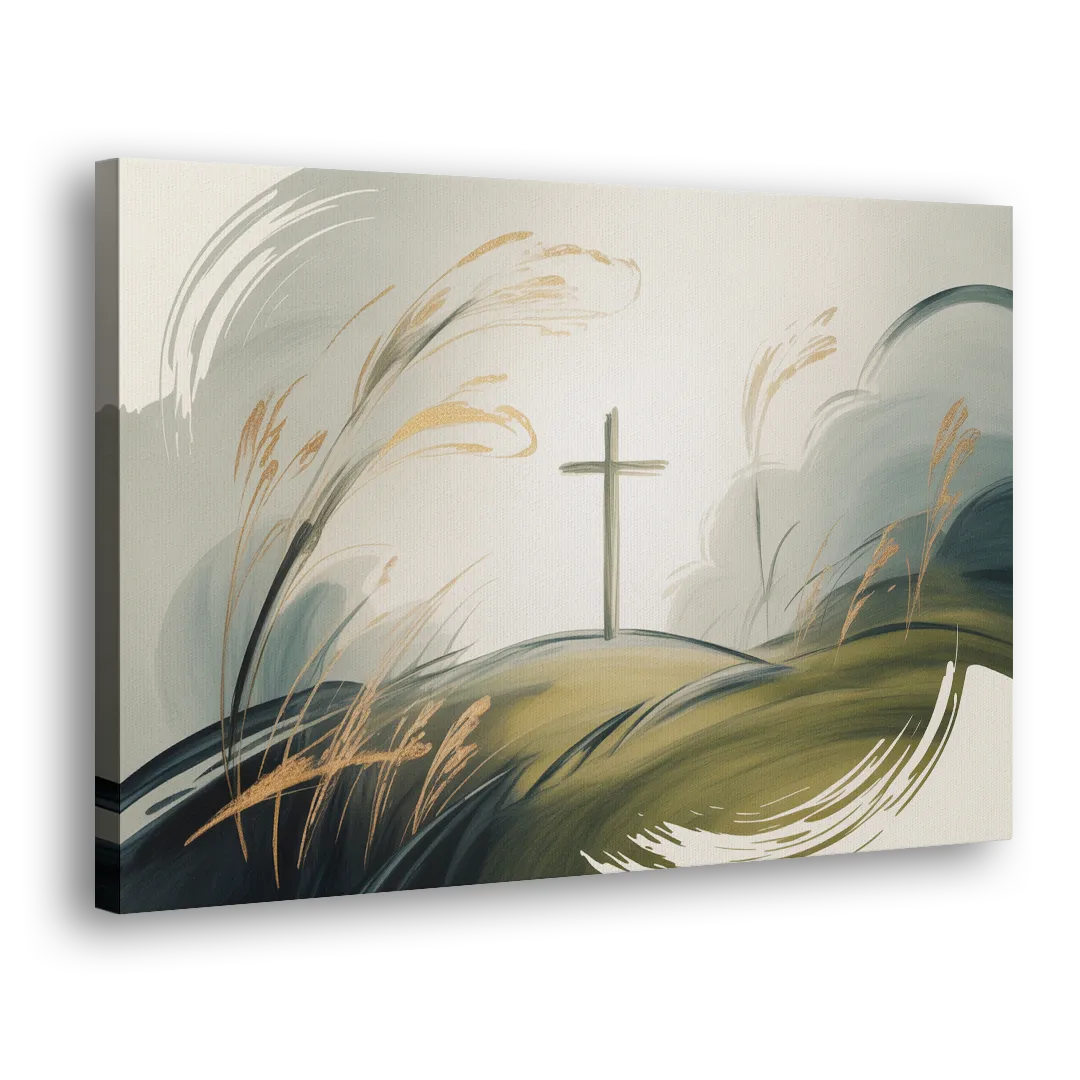 Tranquil Cross Minimalist Christian Side - Canvas Wall Art