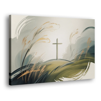 Tranquil Cross Minimalist Christian Side - Canvas Wall Art