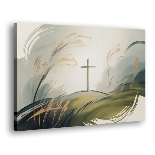 Tranquil Cross Minimalist Christian Side - Canvas Wall Art