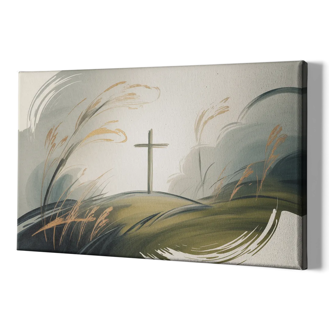 Tranquil Cross Minimalist Christian - Canvas Print Art Sides