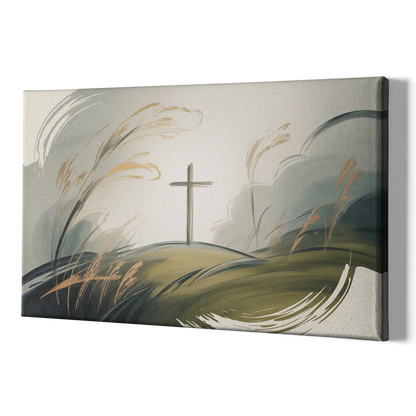 Tranquil Cross Minimalist Christian - Canvas Print Art Sides