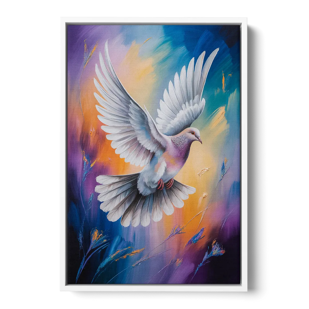 Tranquil Dove Peace Front - White Canvas Wall Art