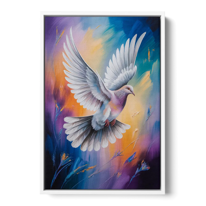Tranquil Dove Peace Front - White Canvas Wall Art