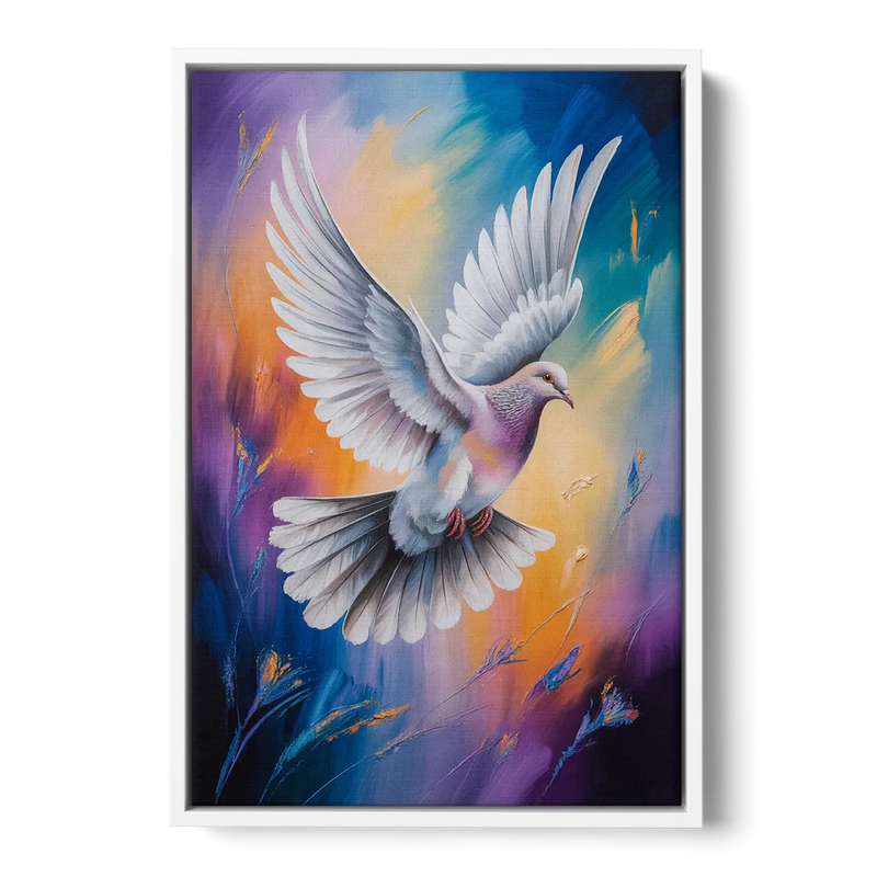 Tranquil Dove Peace Front - White Canvas Wall Art