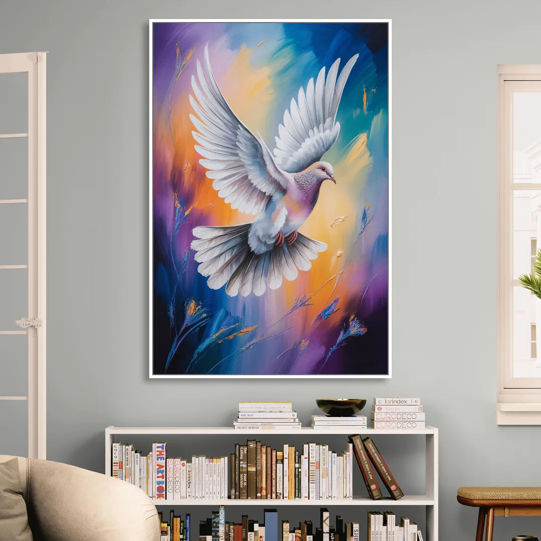 Tranquil Dove Peace Sitting Room - White Canvas Wall Art