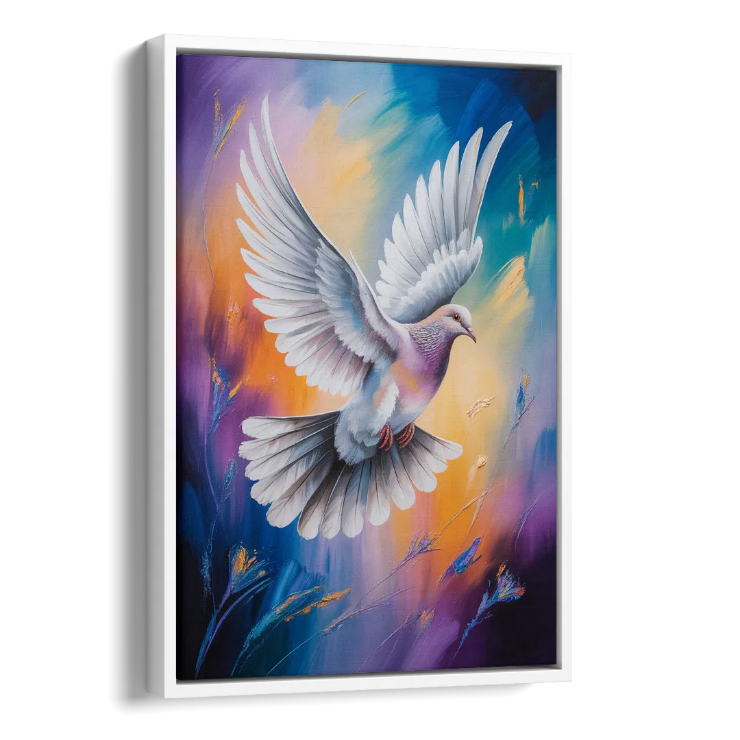 Tranquil Dove Peace Side - White Canvas Wall Art
