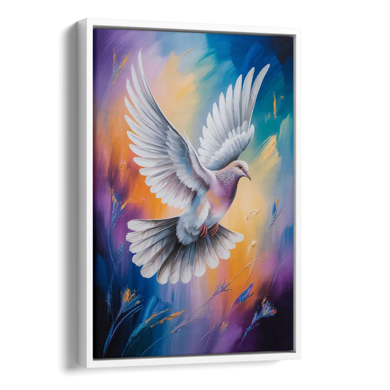 Tranquil Dove Peace Side - White Canvas Wall Art