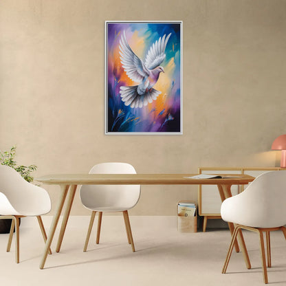 Tranquil Dove Peace - Living Room White Frame Canvas