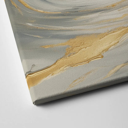 Tranquil Elegance in White and Gold Canvas Close Up