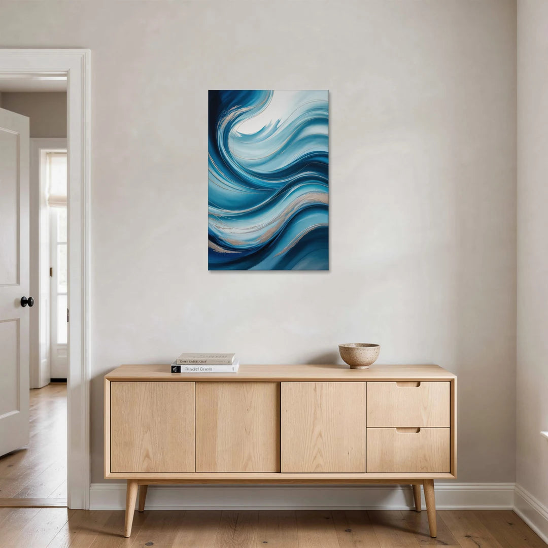 Tranquil Oceanic Movement Blue Abstract - Canvas Wall Art - Coffee Table - 24x36