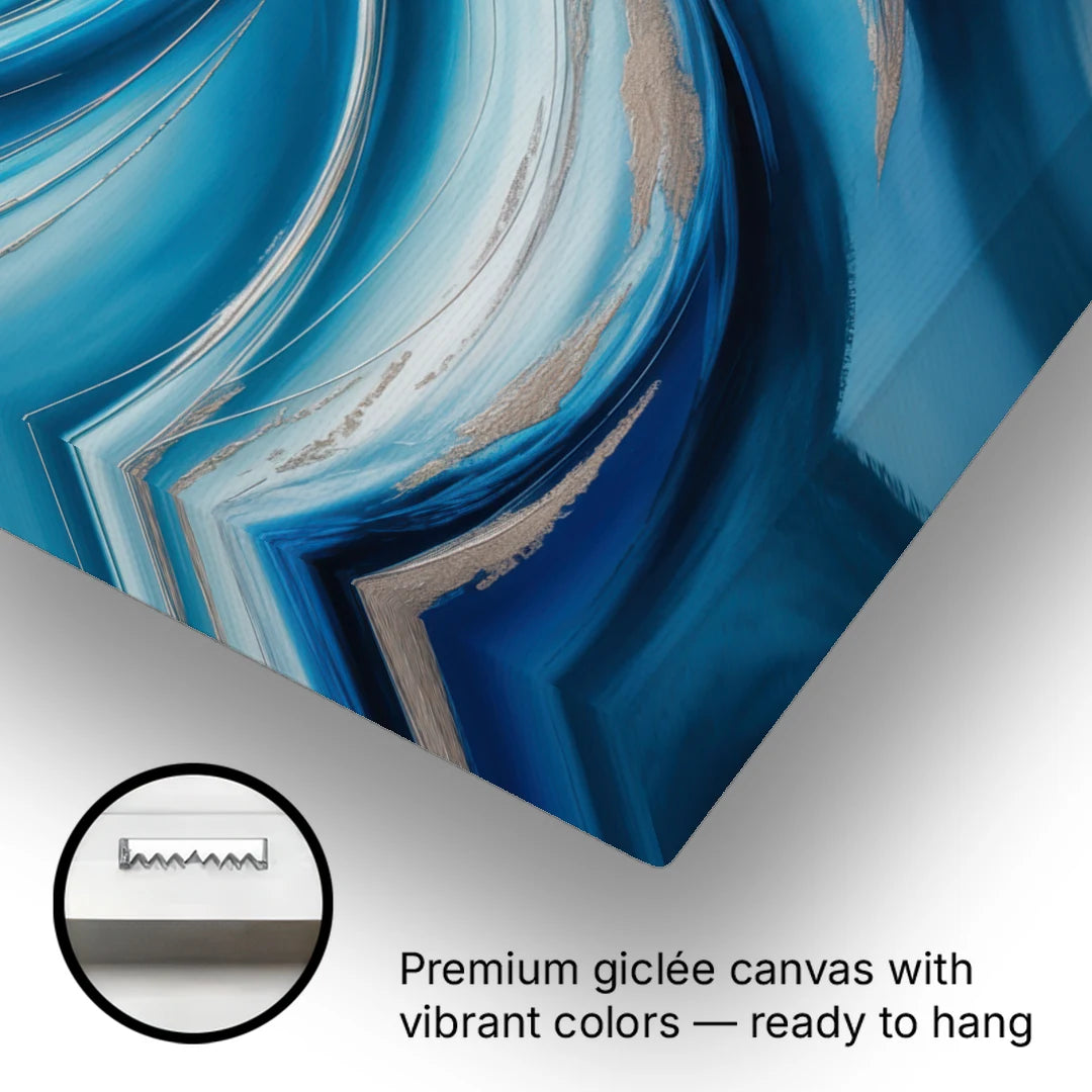 Tranquil Oceanic Movement Blue Abstract - Canvas Wall Art - Gallery Wrap Corner