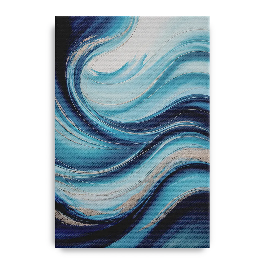 Tranquil Oceanic Movement Blue Abstract - Canvas Wall Art