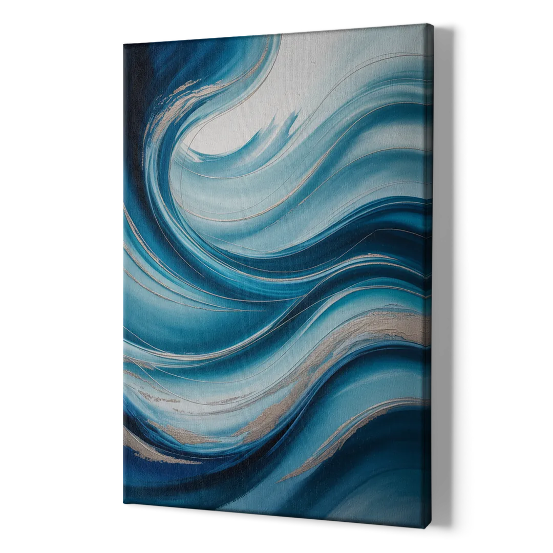 Tranquil Oceanic Movement Blue Abstract - Canvas Print Art Sides