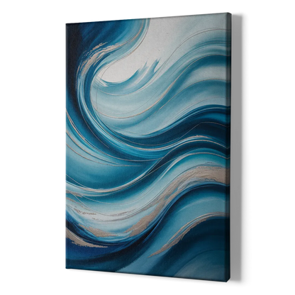 Tranquil Oceanic Movement Blue Abstract - Canvas Print Art Sides