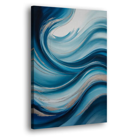Tranquil Oceanic Movement Blue Abstract - Canvas Wall Art