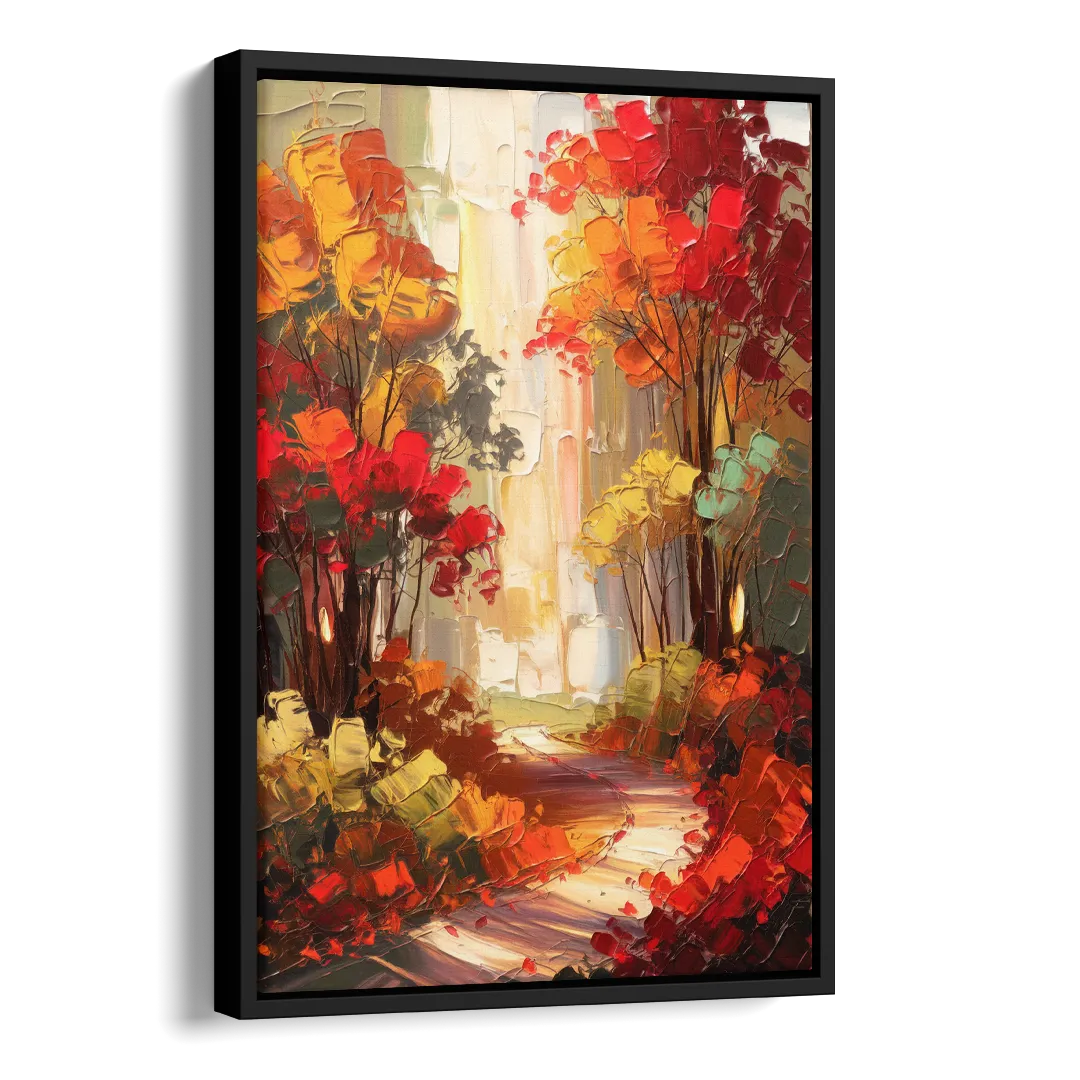 Traverse City Autumn Foliage Side - Black Canvas Wall Art