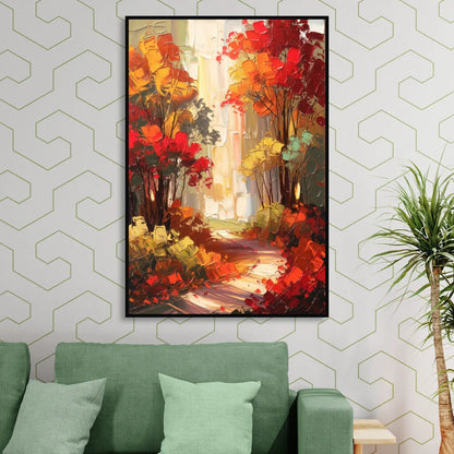 Traverse City Autumn Foliage Sitting Room - Black Canvas Wall Art