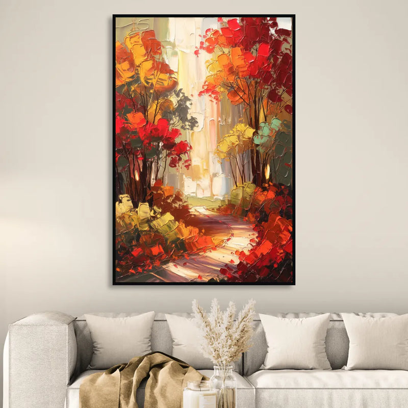 Traverse City Autumn Foliage Living Room - Black Canvas Wall Art