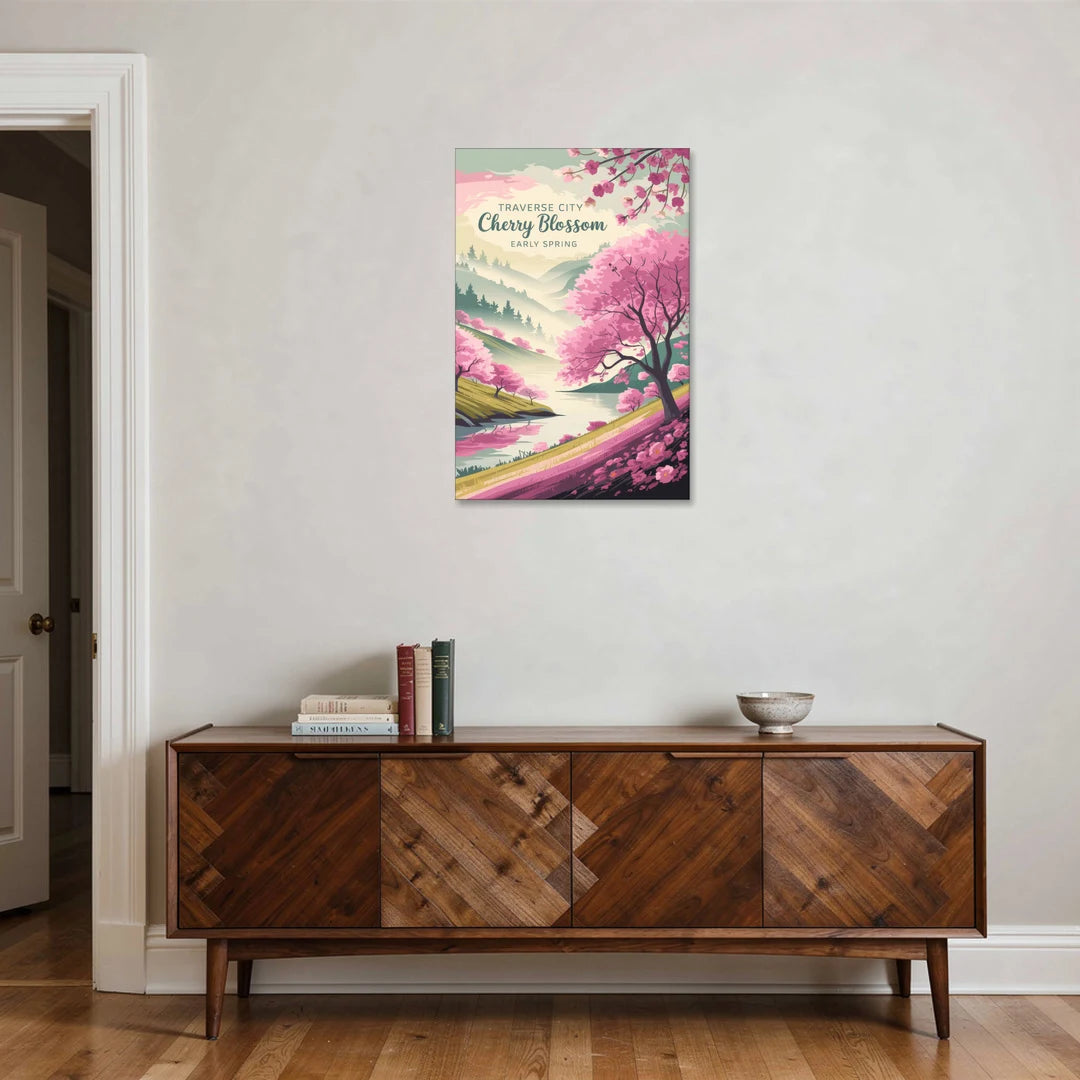 Traverse City Cherry Blossom Landscape - Canvas Wall Art - Coffee Table - 24x36