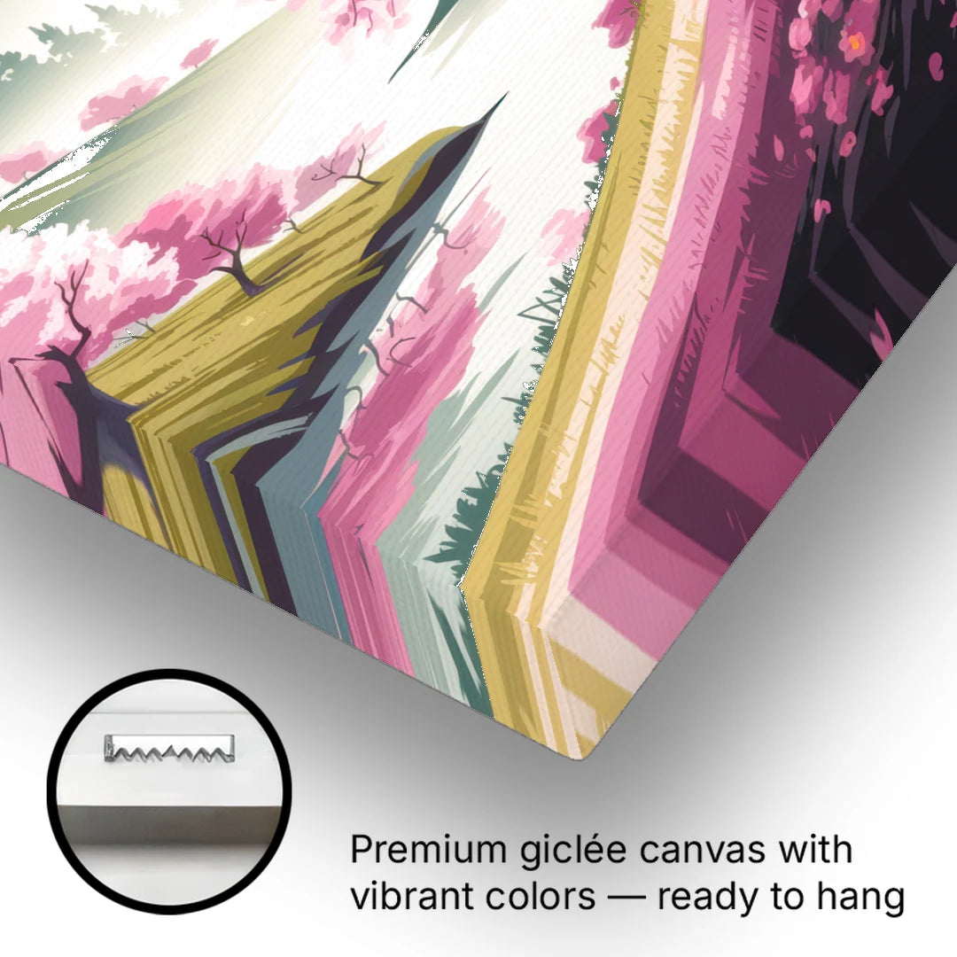Traverse City Cherry Blossom Landscape - Canvas Wall Art - Gallery Wrap Corner