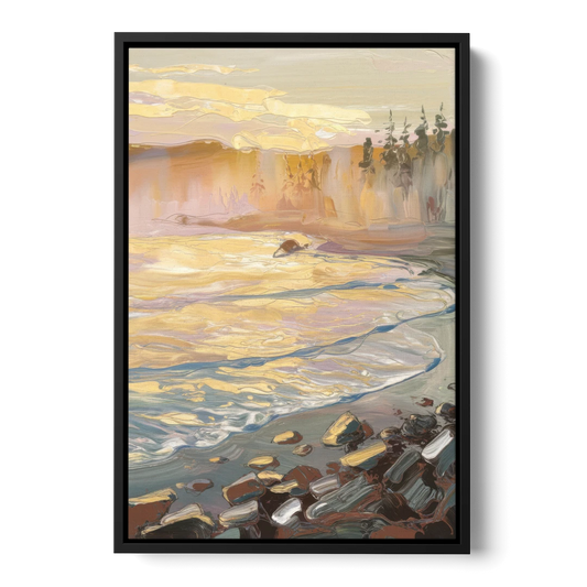 Traverse City Coastal Sunrise - Black Framed Canvas Wall Art - Front