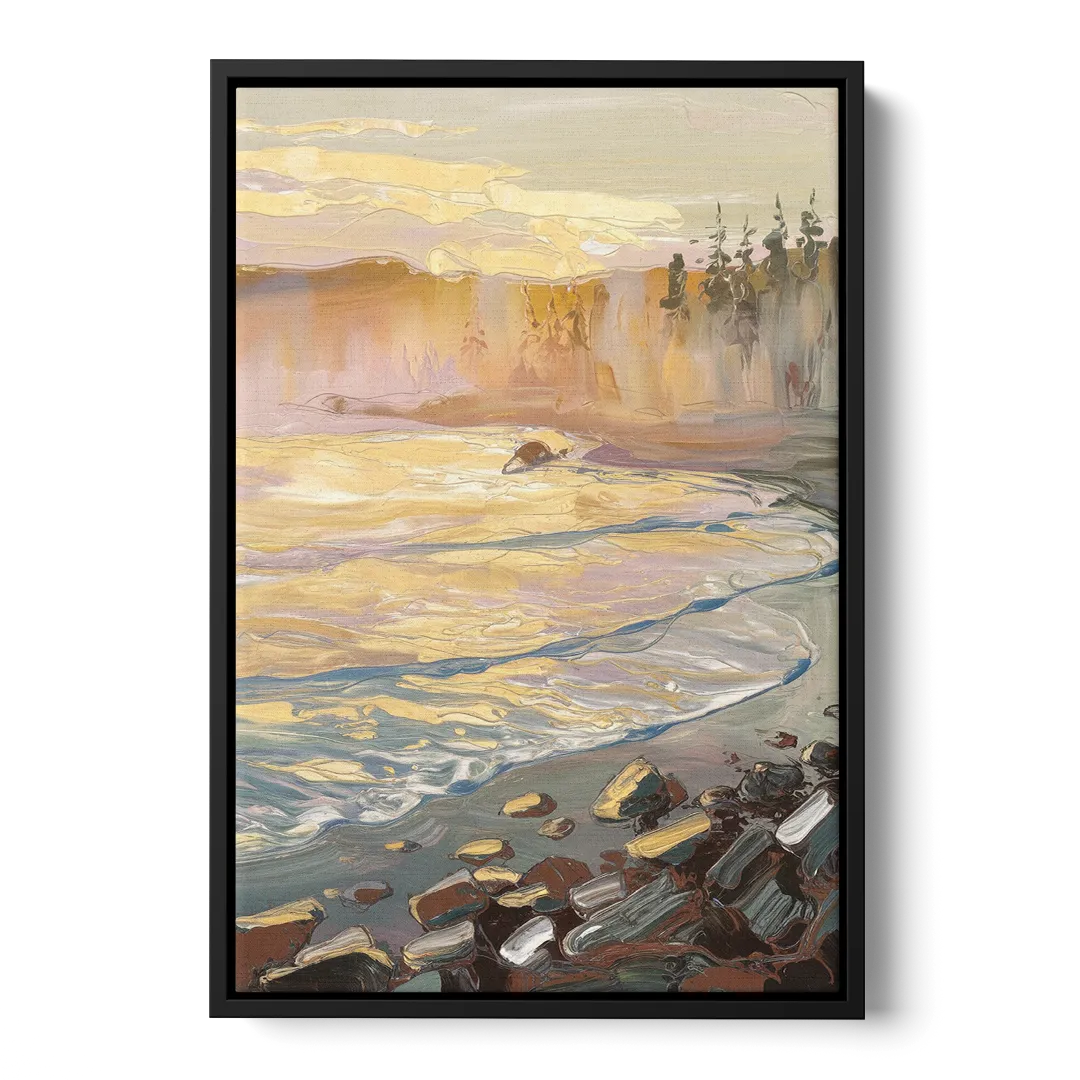 Traverse City Coastal Sunrise Front - Black Canvas Wall Art