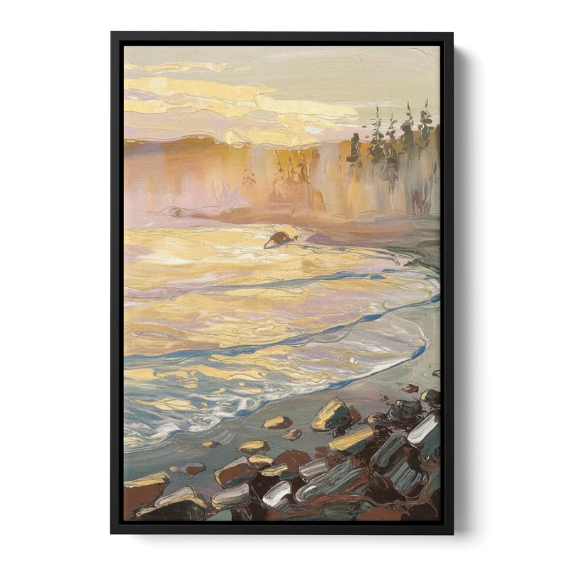 Traverse City Coastal Sunrise Front - Black Canvas Wall Art