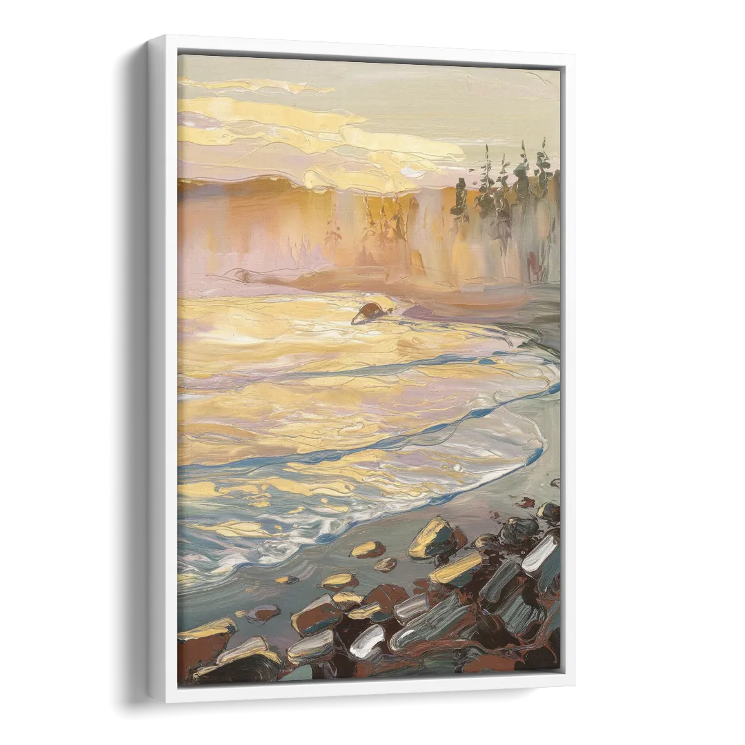 Traverse City Coastal Sunrise Side - White Canvas Wall Art