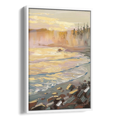 Traverse City Coastal Sunrise Side - White Canvas Wall Art