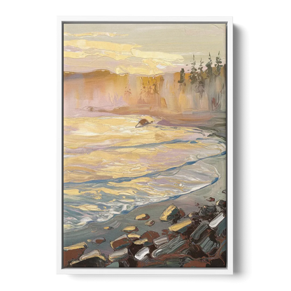 Traverse City Coastal Sunrise Front - White Canvas Wall Art